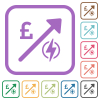 Rising electricity energy english Pound prices simple icons in color rounded square frames on white background - Rising electricity energy english Pound prices simple icons