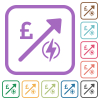 Rising electricity energy english Pound prices simple icons - Rising electricity energy english Pound prices simple icons in color rounded square frames on white background