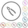 Combined pliers flat color icons in round outlines on white background - Combined pliers flat icons with outlines