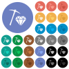 Diamond mining round flat multi colored icons - Diamond mining multi colored flat icons on round backgrounds. Included white, light and dark icon variations for hover and active status effects, and bonus shades.