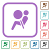 Air bag dashboard indicator simple icons - Air bag dashboard indicator simple icons in color rounded square frames on white background