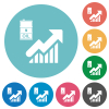 Oil trade graph flat round icons - Oil trade graph flat white icons on round color backgrounds