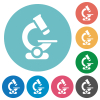 Microscope flat white icons on round color backgrounds - Microscope flat round icons