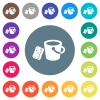 Bucket and sponge flat white icons on round color backgrounds - Bucket and sponge flat white icons on round color backgrounds. 17 background color variations are included.