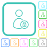 Lock user outline vivid colored flat icons in curved borders on white background - Lock user outline vivid colored flat icons