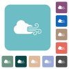 Windy weather rounded square flat icons - Windy weather white flat icons on color rounded square backgrounds
