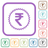 Indian Rupee sticker alternate simple icons in color rounded square frames on white background - Indian Rupee sticker alternate simple icons