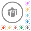 Gift box flat color icons in round outlines on white background - Gift box flat icons with outlines