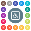 Handicapped parking flat white icons on round color backgrounds. 17 background color variations are included. - Handicapped parking flat white icons on round color backgrounds