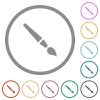 Single brush solid flat color icons in round outlines on white background - Single brush solid flat icons with outlines