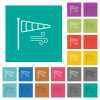 Windsock indicator with wind outline square flat multi colored icons - Windsock indicator with wind outline multi colored flat icons on plain square backgrounds. Included white and darker icon variations for hover or active effects.