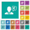 European Euro financial advisor multi colored flat icons on plain square backgrounds. Included white and darker icon variations for hover or active effects. - European Euro financial advisor square flat multi colored icons