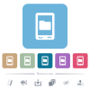 Mobile data storage flat icons on color rounded square backgrounds - Mobile data storage white flat icons on color rounded square backgrounds. 6 bonus icons included