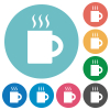A mug of hot drink solid flat white icons on round color backgrounds - A mug of hot drink solid flat round icons