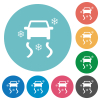 Snowy road dashboard indicator flat white icons on round color backgrounds - Snowy road dashboard indicator flat round icons