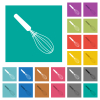 Balloon whisk square flat multi colored icons - Balloon whisk multi colored flat icons on plain square backgrounds. Included white and darker icon variations for hover or active effects.