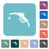 Glossy gasoline pump fuel nozzle white flat icons on color rounded square backgrounds - Glossy gasoline pump fuel nozzle rounded square flat icons