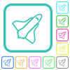 Space shuttle outline vivid colored flat icons in curved borders on white background - Space shuttle outline vivid colored flat icons