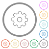 Settings outline flat color icons in round outlines on white background - Settings outline flat icons with outlines