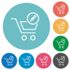 Edit cart items flat round icons - Edit cart items flat white icons on round color backgrounds