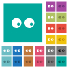 Watching eyes solid multi colored flat icons on plain square backgrounds. Included white and darker icon variations for hover or active effects. - Watching eyes solid square flat multi colored icons