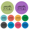 Family house darker flat icons on color round background - Family house color darker flat icons