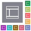 Two columned web layout outline square flat icons - Two columned web layout outline flat icons on simple color square backgrounds