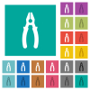 Combined pliers multi colored flat icons on plain square backgrounds. Included white and darker icon variations for hover or active effects. - Combined pliers square flat multi colored icons
