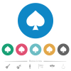 Spades card symbol flat round icons - Spades card symbol flat white icons on round color backgrounds. 6 bonus icons included.