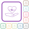 Health insurance outline simple icons - Health insurance outline simple icons in color rounded square frames on white background