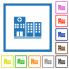 Hospital flat color icons in square frames on white background - Hospital flat framed icons