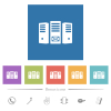 Mail server flat white icons in square backgrounds. 6 bonus icons included. - Mail server flat white icons in square backgrounds