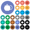 Teapot solid multi colored flat icons on round backgrounds. Included white, light and dark icon variations for hover and active status effects, and bonus shades. - Teapot solid round flat multi colored icons
