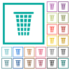 Single empty tall trash solid flat color icons with quadrant frames on white background - Single empty tall trash solid flat color icons with quadrant frames