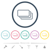 Empty banknotes outline flat color icons in round outlines. 6 bonus icons included. - Empty banknotes outline flat color icons in round outlines