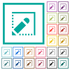 Edit shape flat color icons with quadrant frames on white background - Edit shape flat color icons with quadrant frames