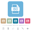 ISO file format flat icons on color rounded square backgrounds - ISO file format white flat icons on color rounded square backgrounds. 6 bonus icons included