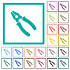 Combined pliers flat color icons with quadrant frames on white background - Combined pliers flat color icons with quadrant frames