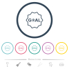 Goal sticker outline flat color icons in round outlines - Goal sticker outline flat color icons in round outlines. 6 bonus icons included.