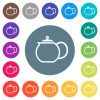 Teapot outline flat white icons on round color backgrounds. 17 background color variations are included. - Teapot outline flat white icons on round color backgrounds