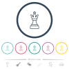 White chess king flat color icons in round outlines. 6 bonus icons included. - White chess king flat color icons in round outlines