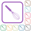 Balloon whisk simple icons - Balloon whisk simple icons in color rounded square frames on white background
