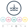 Normal temperature engine coolant flat color icons in round outlines. 6 bonus icons included. - Normal temperature engine coolant flat color icons in round outlines