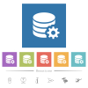 Database configuration flat white icons in square backgrounds. 6 bonus icons included. - Database configuration flat white icons in square backgrounds