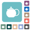 Teapot solid rounded square flat icons - Teapot solid white flat icons on color rounded square backgrounds
