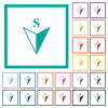 South compass direction flat color icons with quadrant frames on white background - South compass direction flat color icons with quadrant frames