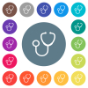 Stethoscope flat white icons on round color backgrounds - Stethoscope flat white icons on round color backgrounds. 17 background color variations are included.