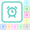 Alarm clock vivid colored flat icons - Alarm clock vivid colored flat icons in curved borders on white background