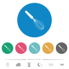 Balloon whisk flat round icons - Balloon whisk flat white icons on round color backgrounds. 6 bonus icons included.