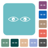 Watching eyes outline white flat icons on color rounded square backgrounds - Watching eyes outline rounded square flat icons